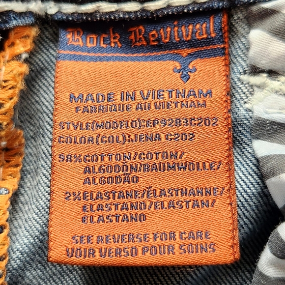 Rock Revival "Jena Crop" Distressed Cropped Ankle Blue Jean | Women's Size 27 - Picture 11 of 15